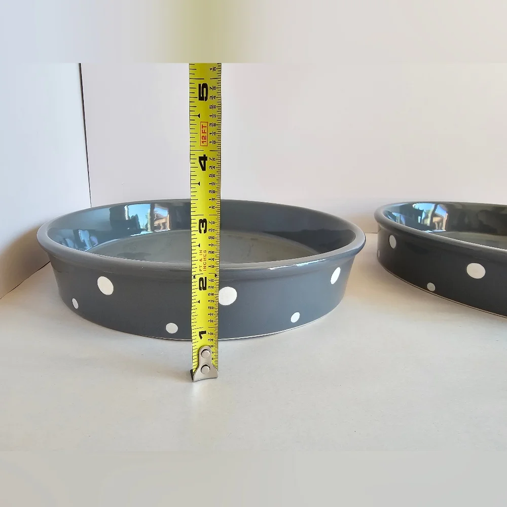 NWOT Temptations 9 in. Round Gray Polka Dot Set of 2 Dishes